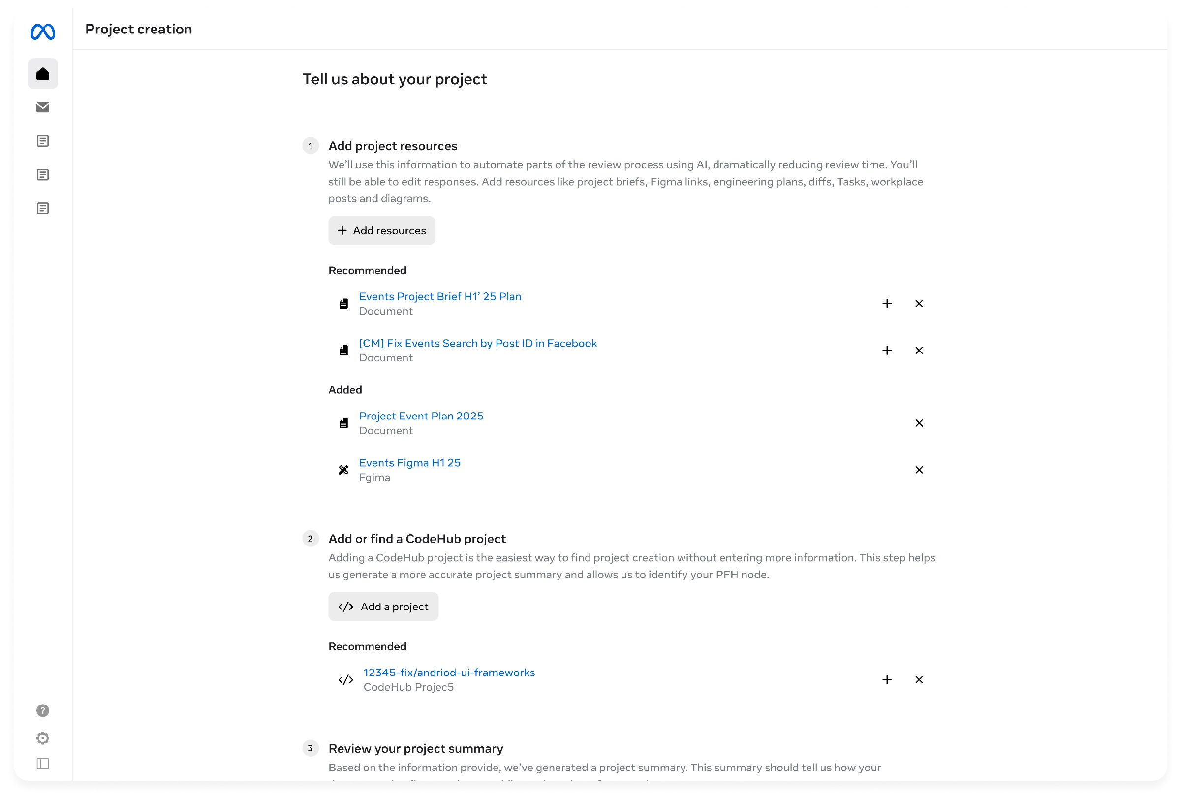 Project creation flow